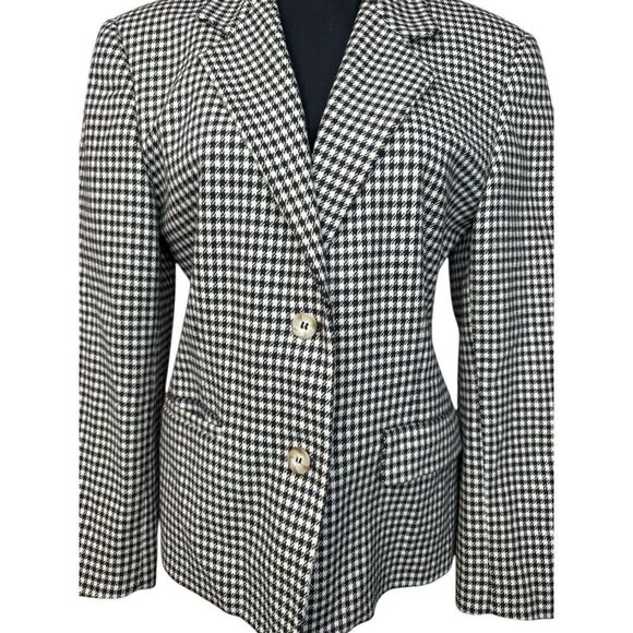 Sisley Houndstooth Wool Blazer Jacket Made in Italy - Size S - Classic Elegance - Picture 4 of 15